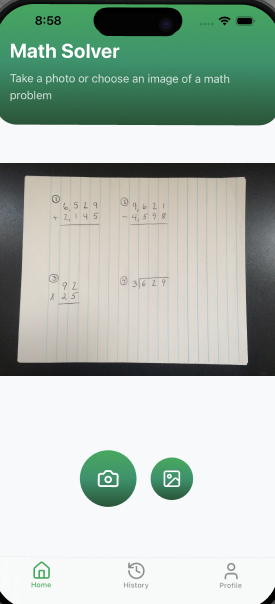 Study.AI home screen with a scanned math worksheet
