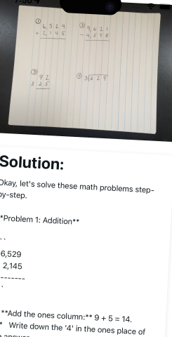 Solution screen with numbered steps